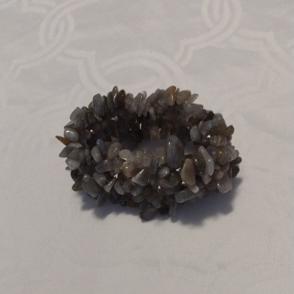 Chunky Gray Beaded Stretch Bracelet